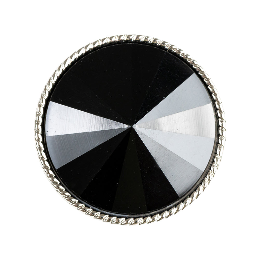 Black and Silver 2-Piece Cone-Shaped Shank Back Button - 45L/29mm Black and Silver 2-Piece Cone-Shaped Shank Back Button - 45L/29mm