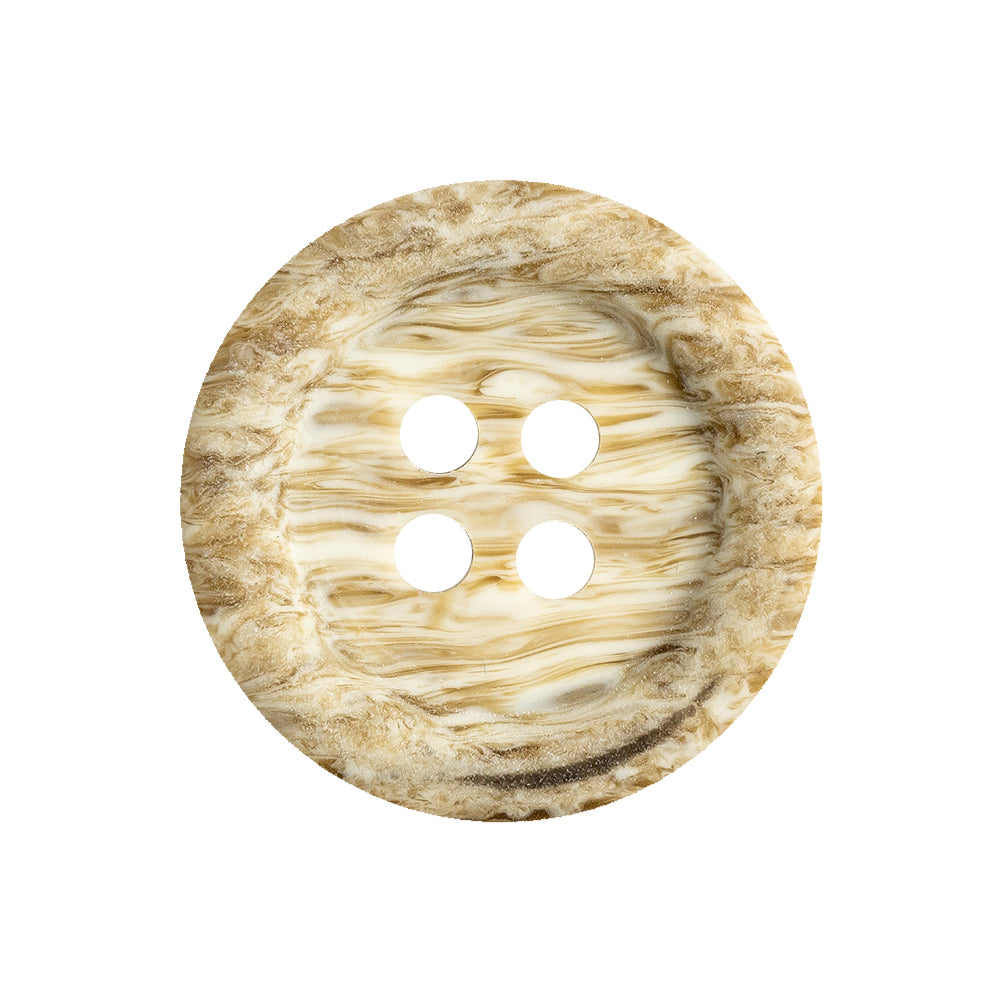 Brown Rice and Bleached Sand Rippled Tire Rimmed 4-Hole Button - 40L/25.5mm Brown Rice and Bleached Sand Rippled Tire Rimmed 4-Hole Button - 40L/25.5mm