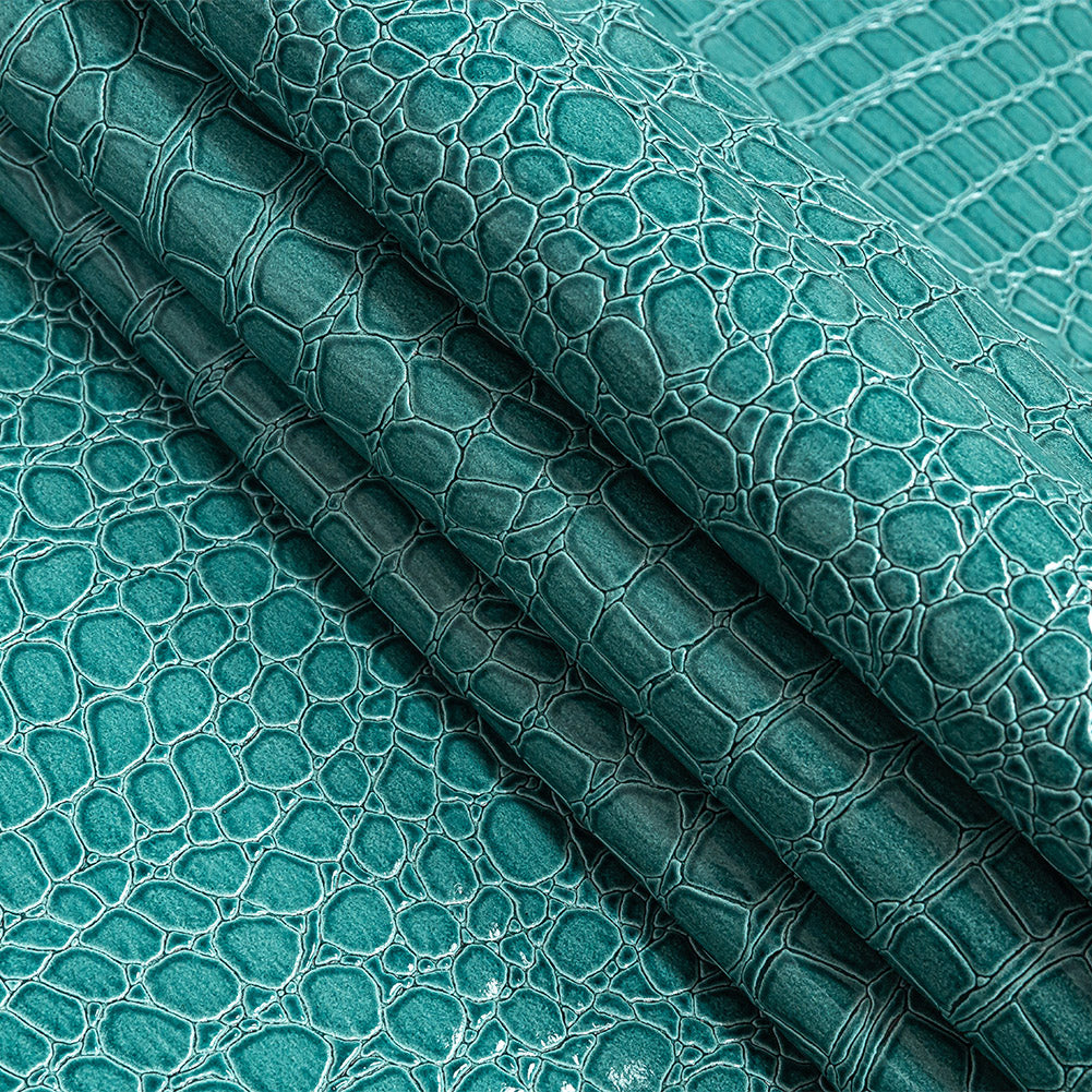 Faux Crocodile Patent Leather - Turquoise - Brisbane Collection Faux Crocodile Patent Leather - Turquoise - Brisbane Collection