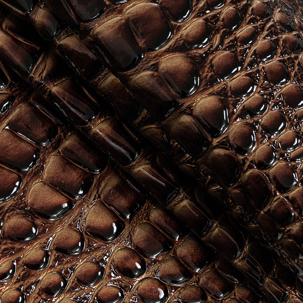 Metallic Bronze and Brown Patent Crocodile Vinyl Folded Metallic Bronze and Brown Patent Crocodile Vinyl Folded