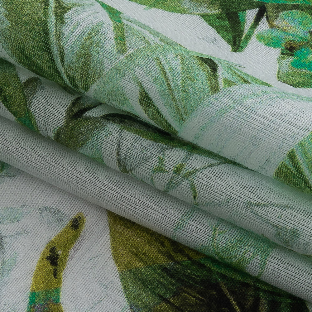 Mercerized Organic Egyptian Cotton Voile - Green and Yellow Tropical Oasis - Toulouse Collection Mercerized Organic Egyptian Cotton Voile - Green and Yellow Tropical Oasis - Toulouse Collection