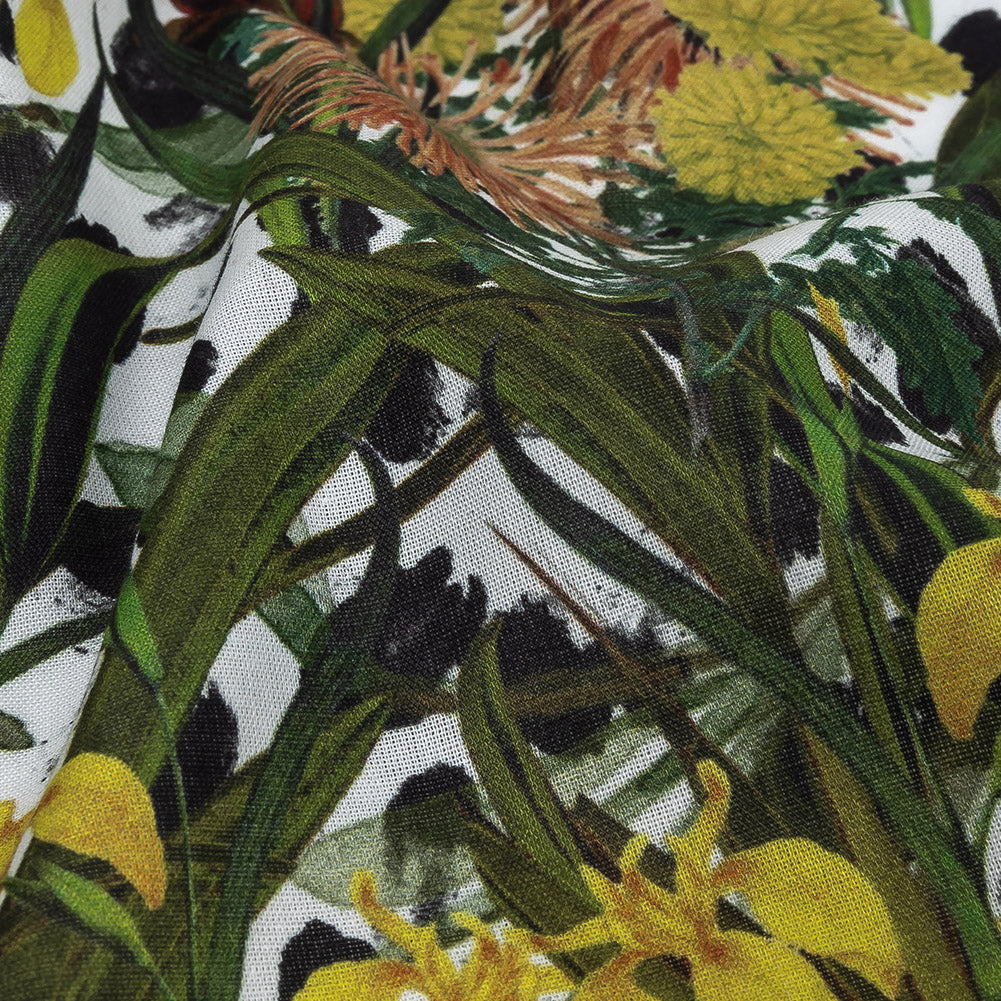 Mercerized Organic Egyptian Cotton Voile - Spotted Iris and Chrysanthemums - Toulouse Collection Mercerized Organic Egyptian Cotton Voile - Spotted Iris and Chrysanthemums - Toulouse Collection