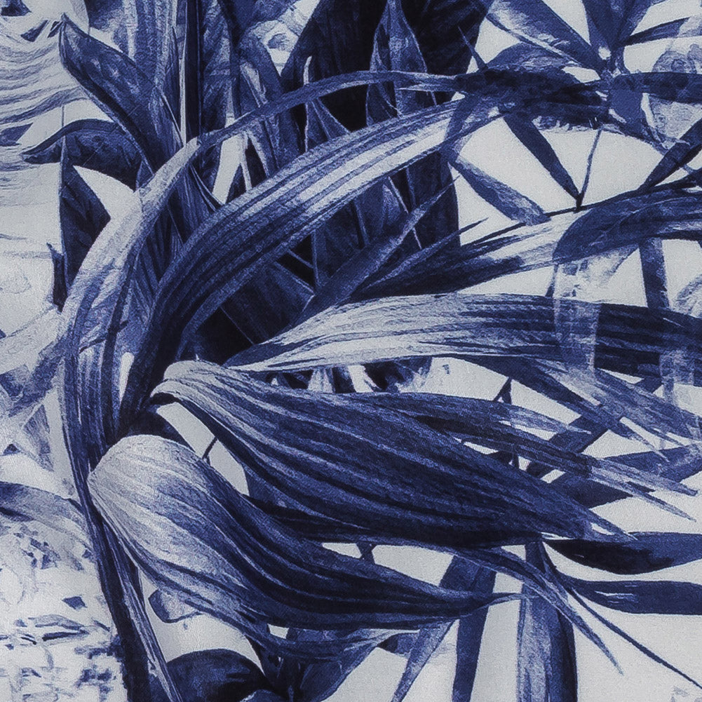 Mercerized Organic Egyptian Cotton Shirting - Blue and Cool Gray Tropical Oasis - Ravello Collection Mercerized Organic Egyptian Cotton Shirting - Blue and Cool Gray Tropical Oasis - Ravello Collection