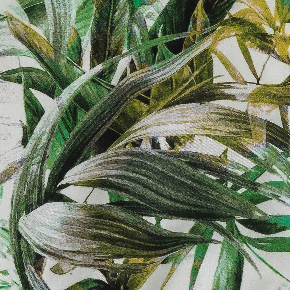 Mercerized Organic Egyptian Cotton Shirting - Green and Yellow Tropical Oasis - Ravello Collection Mercerized Organic Egyptian Cotton Shirting - Green and Yellow Tropical Oasis - Ravello Collection