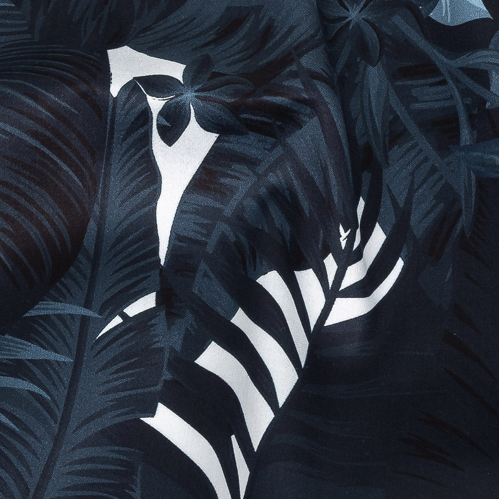 Mercerized Organic Egyptian Cotton Shirting - Total Eclipse Tropical Leaves - Ravello Collection Mercerized Organic Egyptian Cotton Shirting - Total Eclipse Tropical Leaves - Ravello Collection