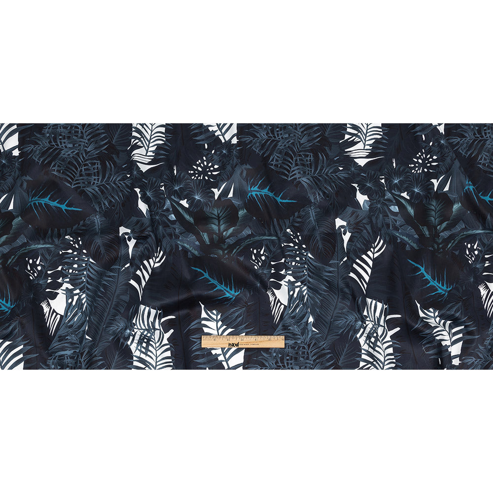 Mercerized Organic Egyptian Cotton Shirting - Total Eclipse Tropical Leaves - Ravello Collection Mercerized Organic Egyptian Cotton Shirting - Total Eclipse Tropical Leaves - Ravello Collection