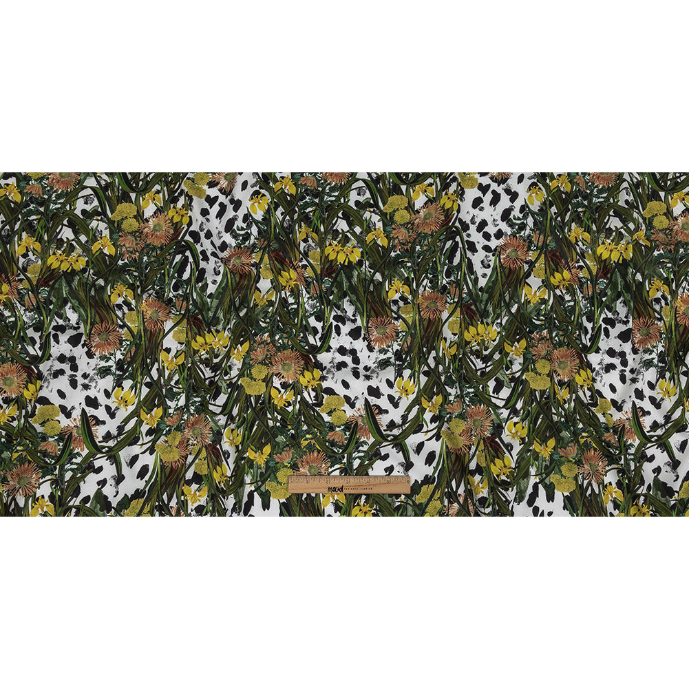 Mercerized Organic Egyptian Cotton Shirting - Spotted Iris and Chrysanthemums - Ravello Collection Mercerized Organic Egyptian Cotton Shirting - Spotted Iris and Chrysanthemums - Ravello Collection