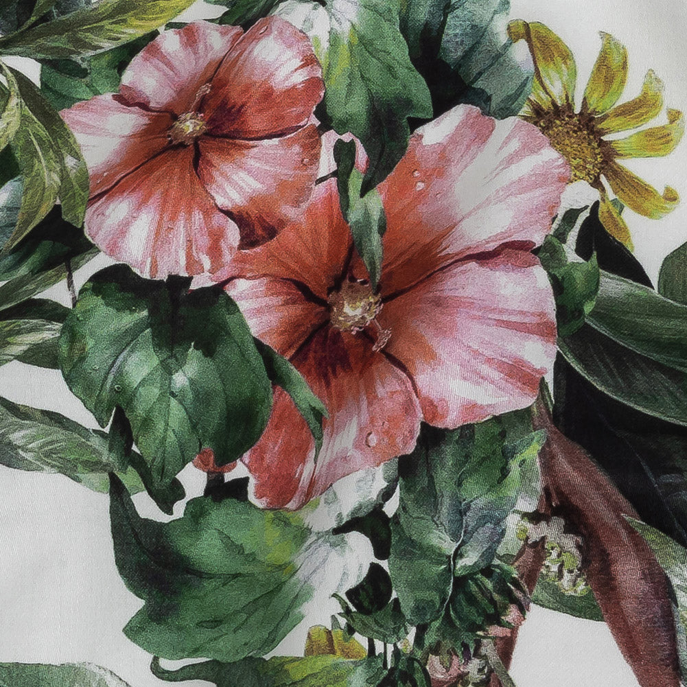 Mercerized Organic Egyptian Cotton Shirting - Crabapple Florals and Foliage - Ravello Collection Mercerized Organic Egyptian Cotton Shirting - Crabapple Florals and Foliage - Ravello Collection