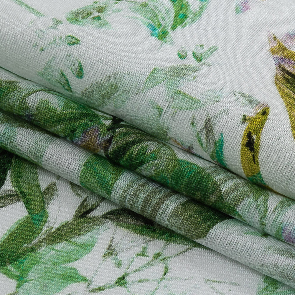 Organic Viscose Batiste - Green and Yellow Tropical Oasis - Loreto Collection Organic Viscose Batiste - Green and Yellow Tropical Oasis - Loreto Collection