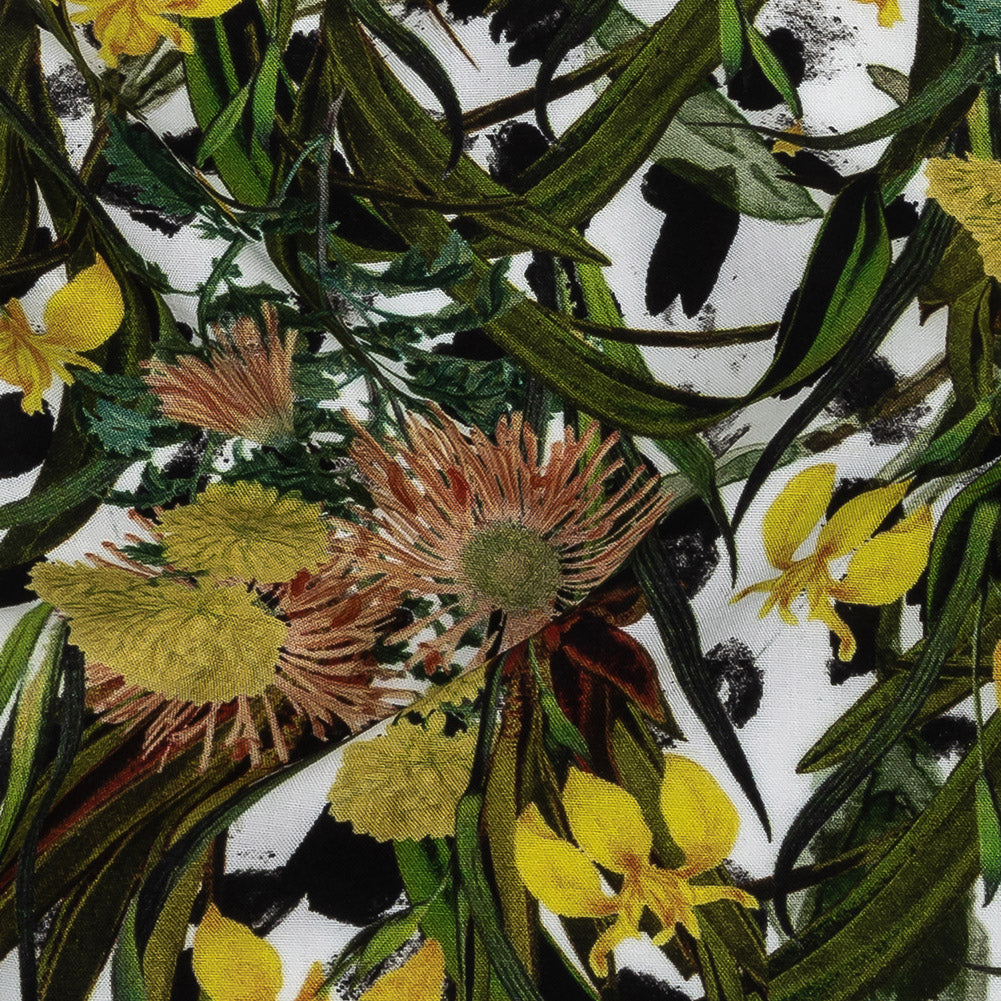 Organic Viscose Batiste - Spotted Iris and Chrysanthemums - Loreto Collection Organic Viscose Batiste - Spotted Iris and Chrysanthemums - Loreto Collection