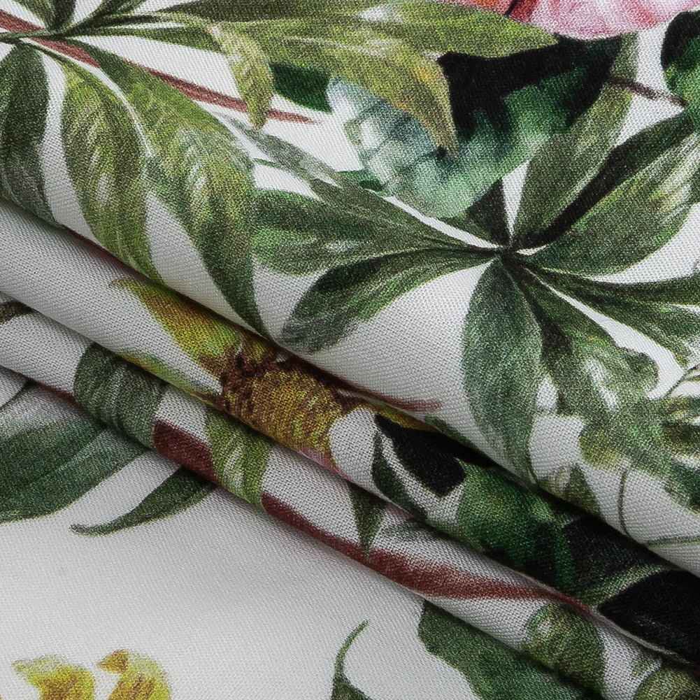 Organic Viscose Batiste - Coral Florals and Foliage - Loreto Collection Organic Viscose Batiste - Coral Florals and Foliage - Loreto Collection