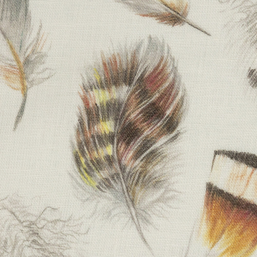 Floating Feathers Printed Linen Woven Detail Floating Feathers Printed Linen Woven Detail