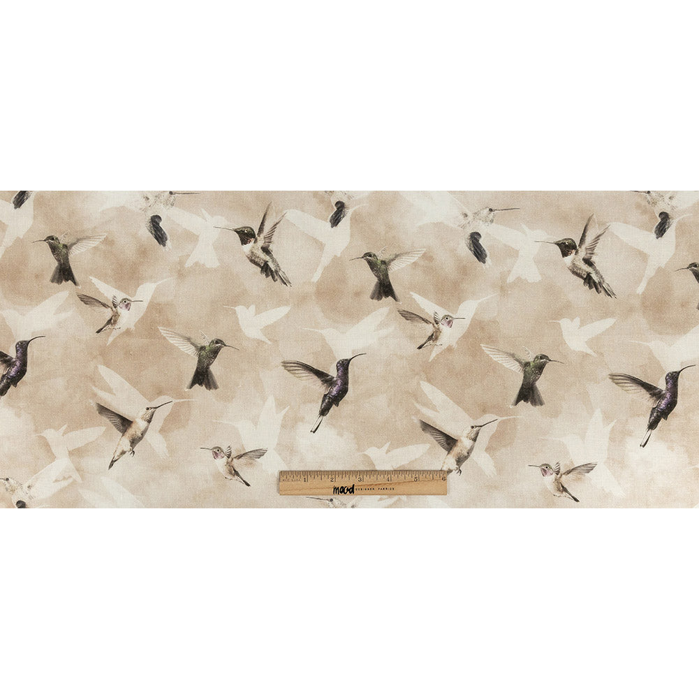 Humming Birds Printed Beige Linen Woven Full Humming Birds Printed Beige Linen Woven Full