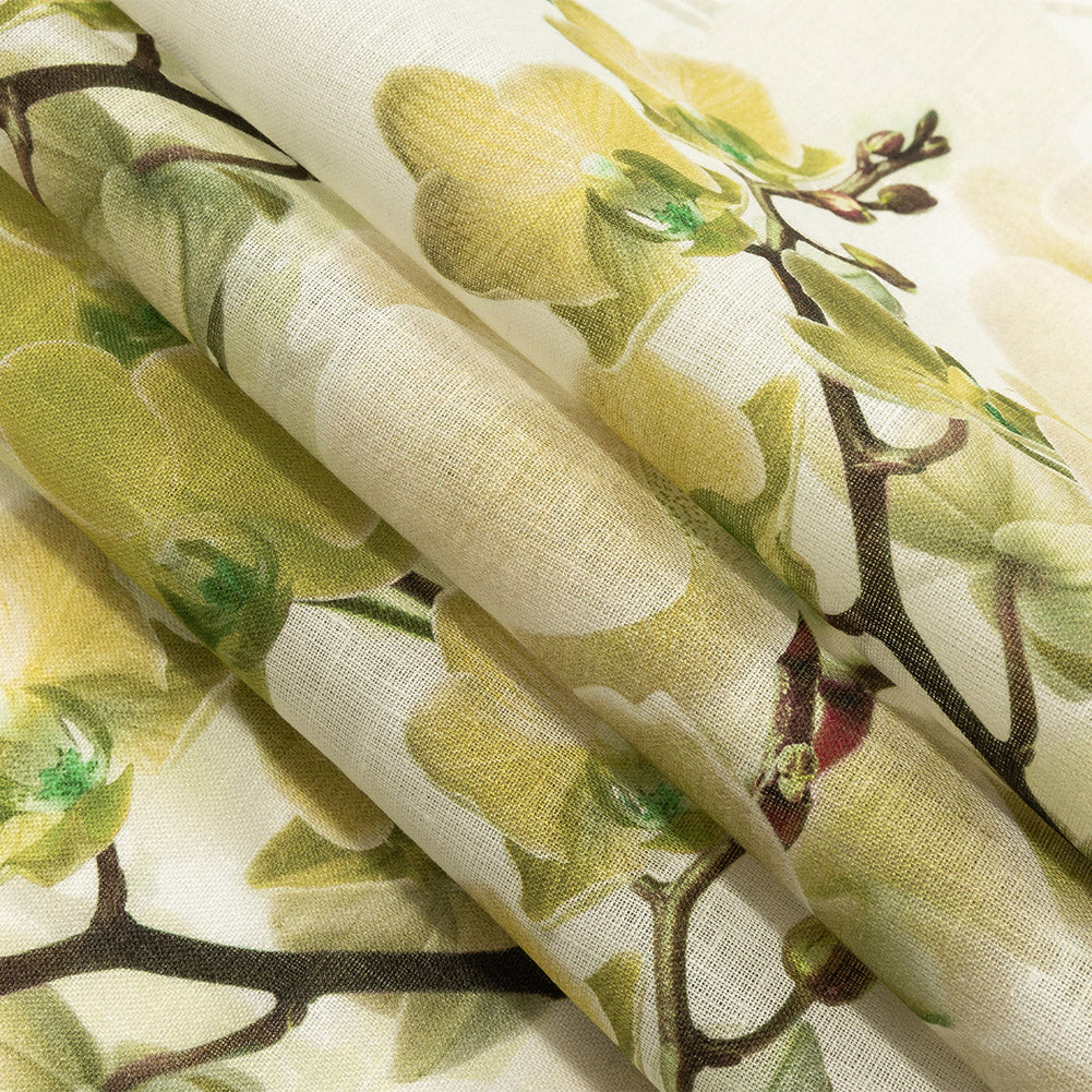 Tilted Grape Green Orchid and Tofu Printed Linen Woven Folded Tilted Grape Green Orchid and Tofu Printed Linen Woven Folded