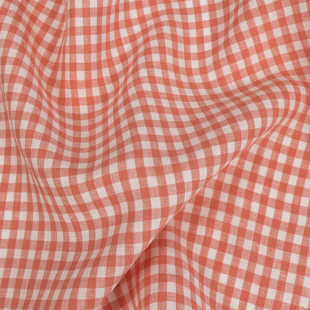 Linen Gingham - Shell Pink and White - Torres Collection Linen Gingham - Shell Pink and White - Torres Collection