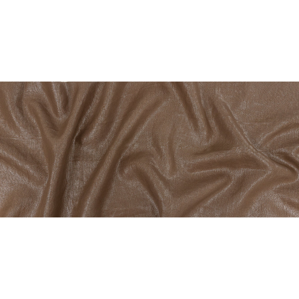 Medium Weight Linen Woven with Metallic Foiling - Raw Umber and Silver - Bianca Collection Folded Medium Weight Linen Woven with Metallic Foiling - Raw Umber and Silver - Bianca Collection Folded