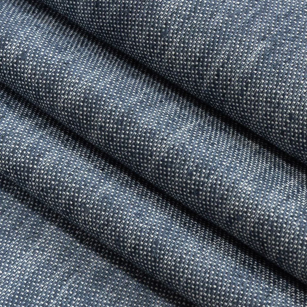 Cotton, Tencel and Linen Blended Woven - Heathered Indigo - Toledo Collection Folded Cotton, Tencel and Linen Blended Woven - Heathered Indigo - Toledo Collection Folded