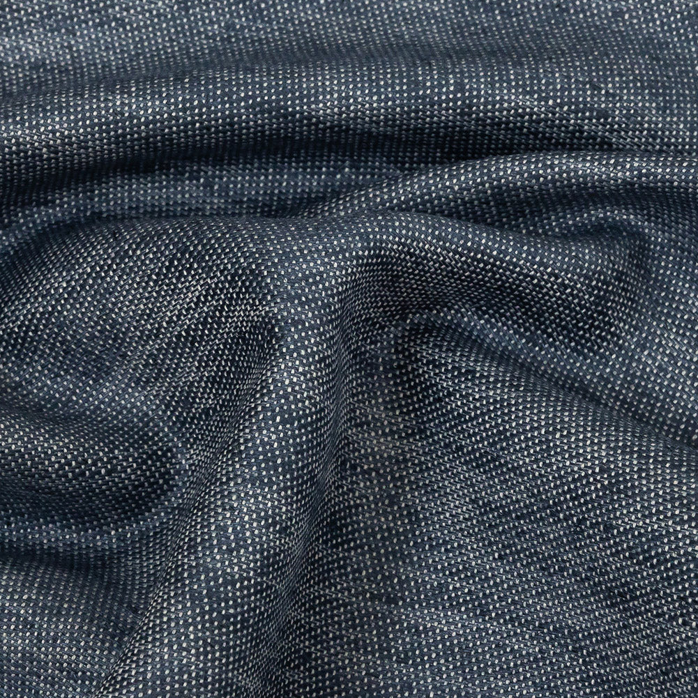 Cotton, Tencel and Linen Blended Woven - Heathered Indigo - Toledo Collection Detail Cotton, Tencel and Linen Blended Woven - Heathered Indigo - Toledo Collection Detail