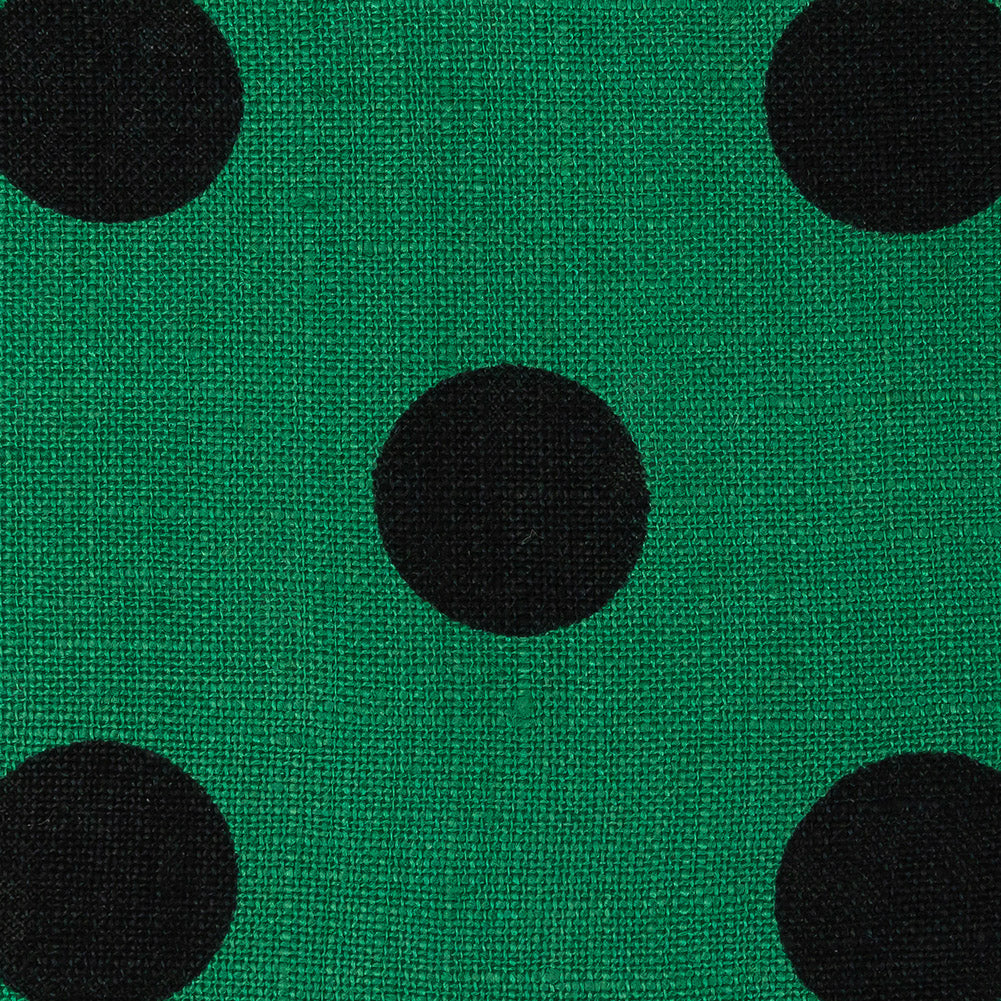 Emerald and Black Polkadots Linen Woven Detail Emerald and Black Polkadots Linen Woven Detail