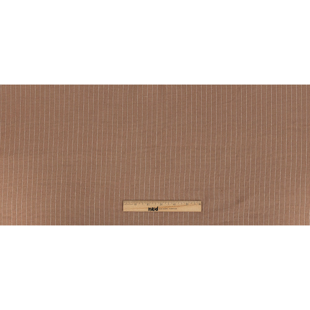 Cameo Brown and White Pinstripe Linen Woven Full Cameo Brown and White Pinstripe Linen Woven Full