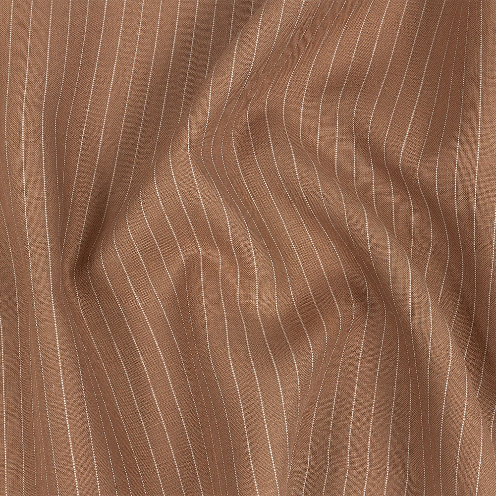 Cameo Brown and White Pinstripe Linen Woven Cameo Brown and White Pinstripe Linen Woven