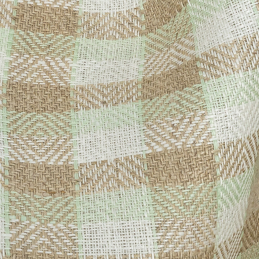 Almost Aqua and Irish Cream Plaid Linen Dobby Jacquard Detail Almost Aqua and Irish Cream Plaid Linen Dobby Jacquard Detail