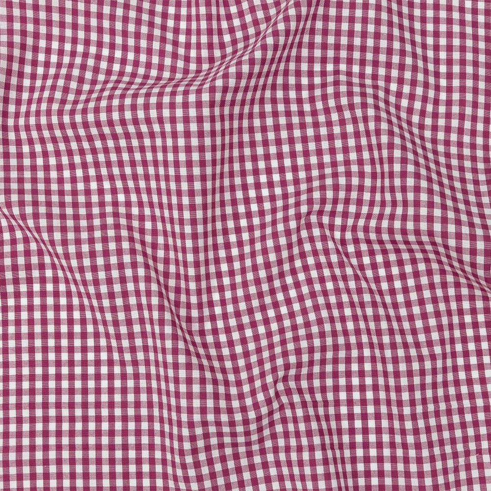 Fuchsia and White Gingham Cotton Shirting Fuchsia and White Gingham Cotton Shirting