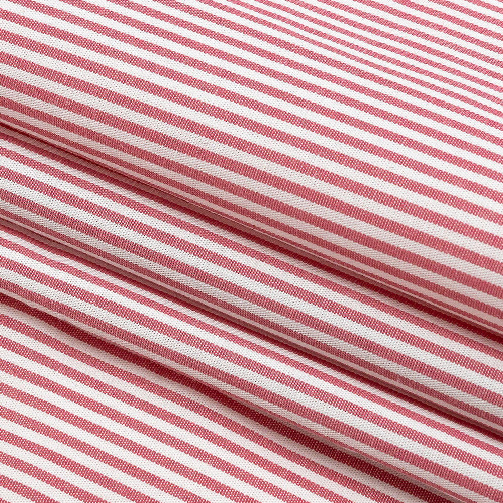 Pink and White Candy Striped Cotton Shirting Folded Pink and White Candy Striped Cotton Shirting Folded