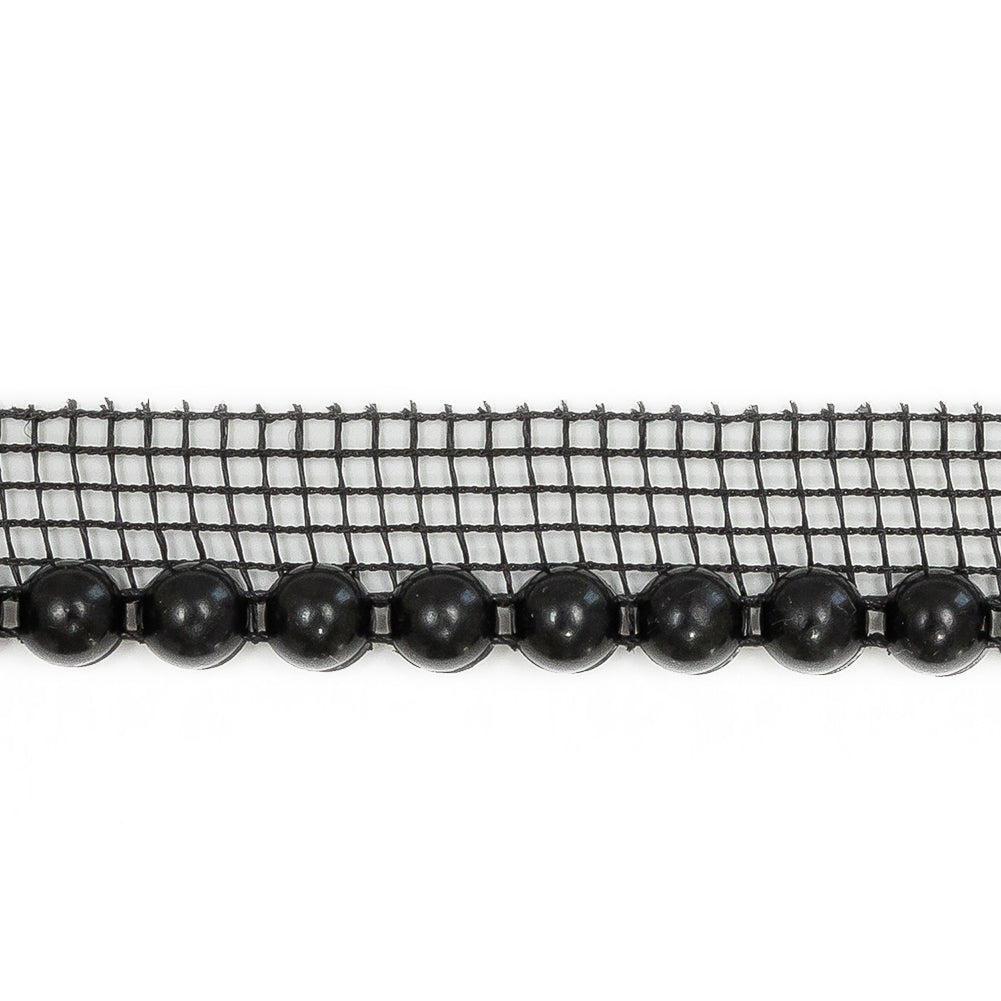 Vintage Jet Circular Beaded Trimming with Black Mesh Lip - 0.5" Detail Vintage Jet Circular Beaded Trimming with Black Mesh Lip - 0.5" Detail