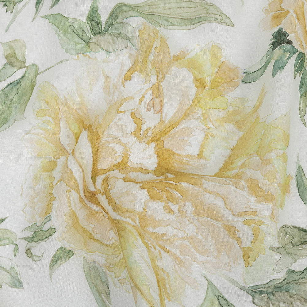 Maize Mums Printed Linen Woven Maize Mums Printed Linen Woven