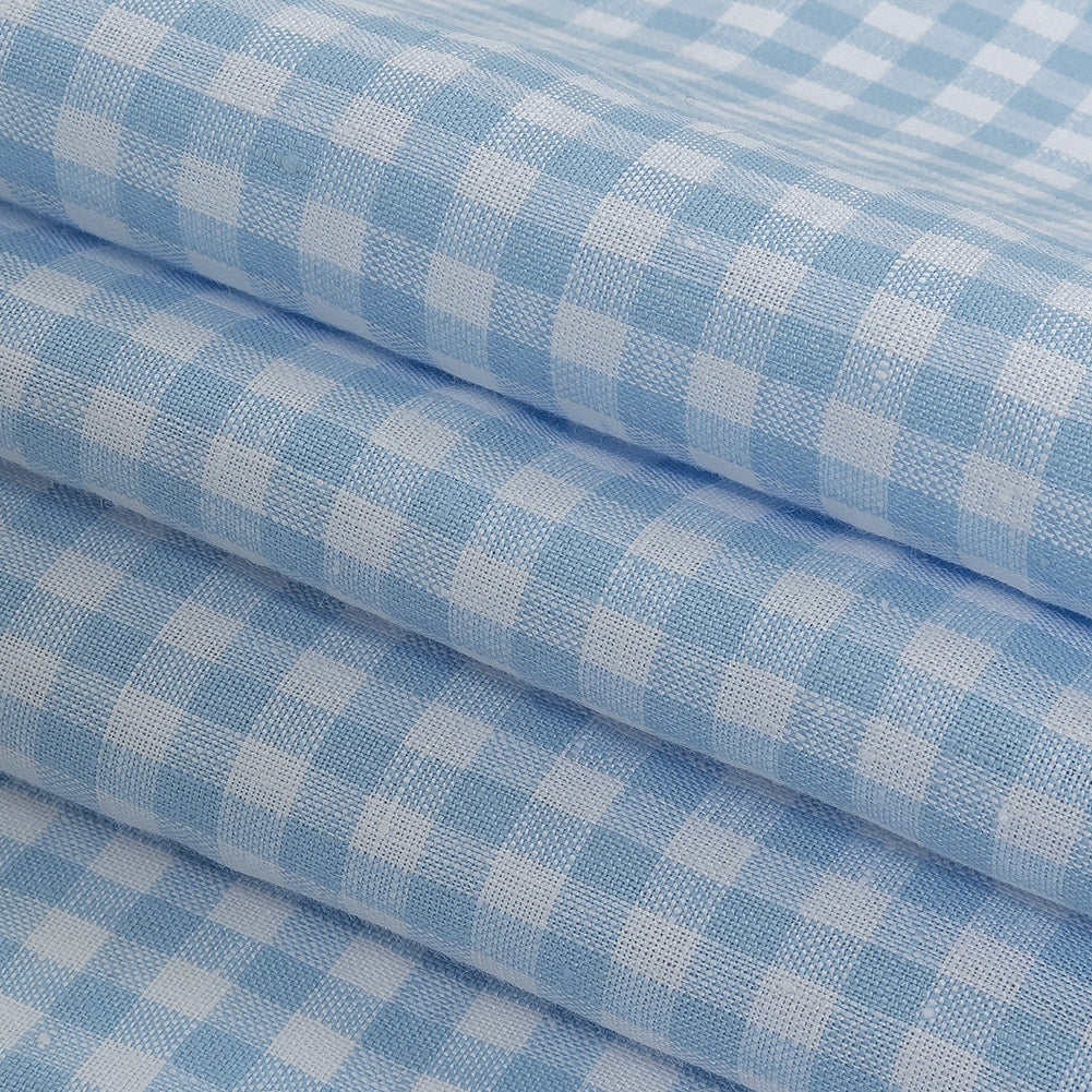 Linen Gingham - Cool Blue and White - Torres Collection Detail Linen Gingham - Cool Blue and White - Torres Collection Detail