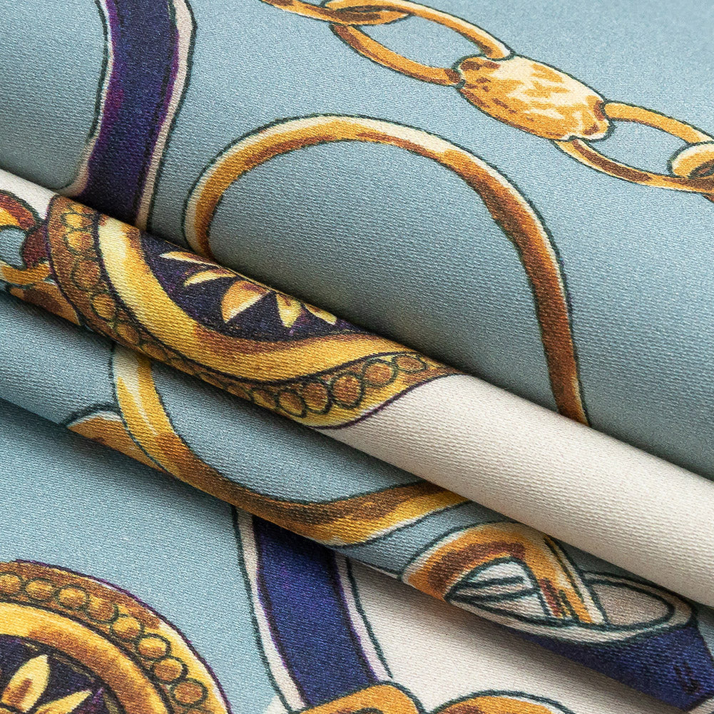Mood Exclusive Aqua Chaining Directions Stretch Cotton Sateen Folded Mood Exclusive Aqua Chaining Directions Stretch Cotton Sateen Folded