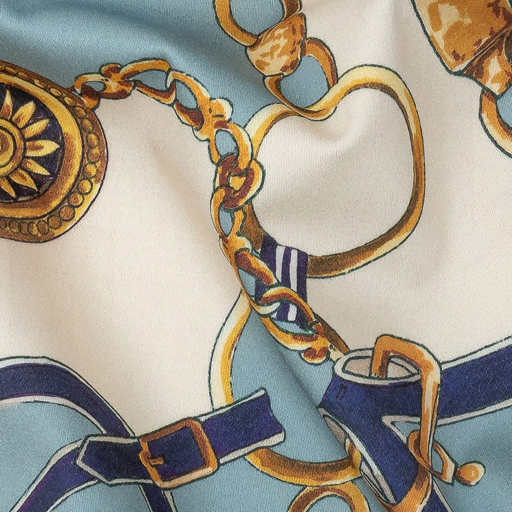 Mood Exclusive Aqua Chaining Directions Stretch Cotton Sateen Detail Mood Exclusive Aqua Chaining Directions Stretch Cotton Sateen Detail