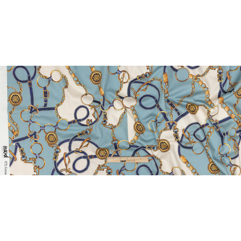 Mood Exclusive Aqua Chaining Directions Stretch Cotton Sateen Full Mood Exclusive Aqua Chaining Directions Stretch Cotton Sateen Full