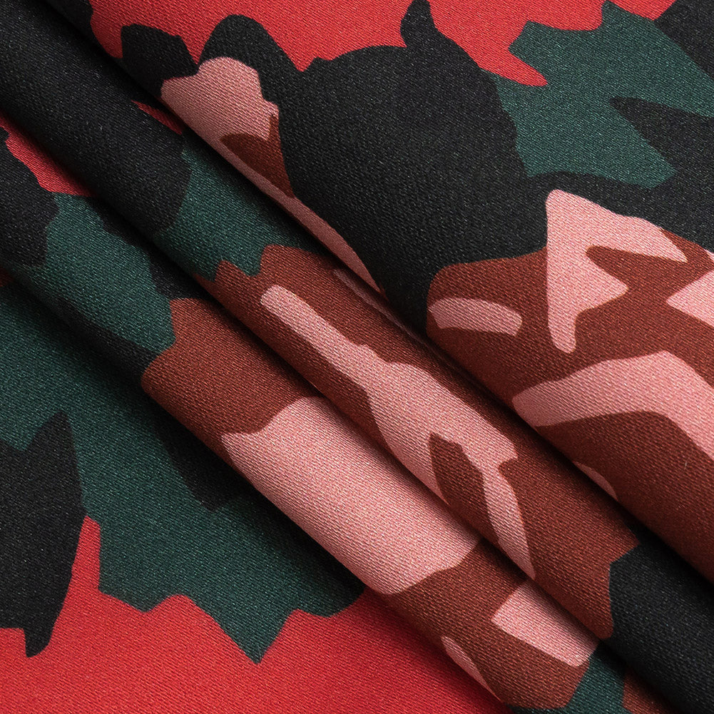 Mood Exclusive Red and Jungle Green Floral Incognito Stretch Cotton Sateen Folded Mood Exclusive Red and Jungle Green Floral Incognito Stretch Cotton Sateen Folded