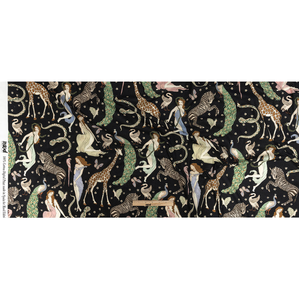 Cotton Voile Print - Black Animals and People - Mood Exclusive Elysian Menagerie Full Cotton Voile Print - Black Animals and People - Mood Exclusive Elysian Menagerie Full