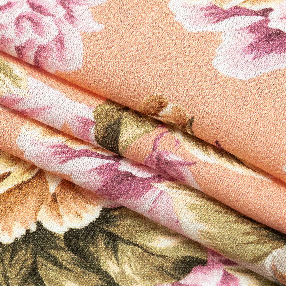 Gauzy Viscose Crepe Print - Peach Pink and Yellow Floral - Mood Exclusive Antique Rose Petals Folded Gauzy Viscose Crepe Print - Peach Pink and Yellow Floral - Mood Exclusive Antique Rose Petals Folded