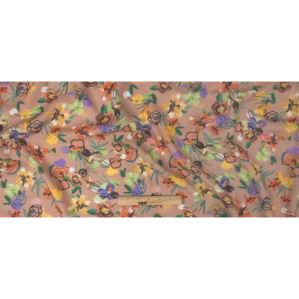 Viscose and Linen Twill Print - Dark Peach and Rainbow Floral - Mood Exclusive Wallflower Whimsy Full Viscose and Linen Twill Print - Dark Peach and Rainbow Floral - Mood Exclusive Wallflower Whimsy Full