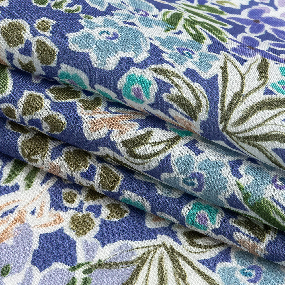 Viscose and Linen Twill Print - Blue Violet Floral - Mood Exclusive Primrose Pleasure Detail Viscose and Linen Twill Print - Blue Violet Floral - Mood Exclusive Primrose Pleasure Detail