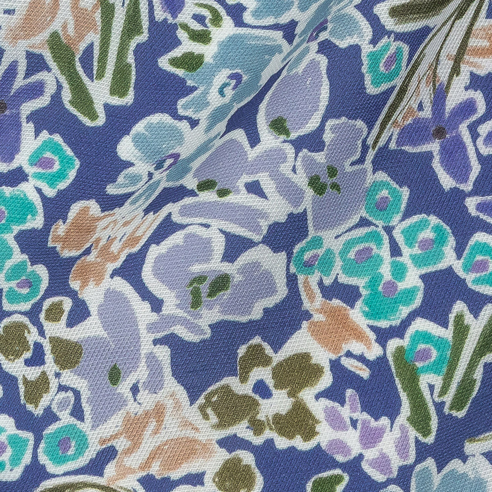 Viscose and Linen Twill Print - Blue Violet Floral - Mood Exclusive Primrose Pleasure Full Viscose and Linen Twill Print - Blue Violet Floral - Mood Exclusive Primrose Pleasure Full