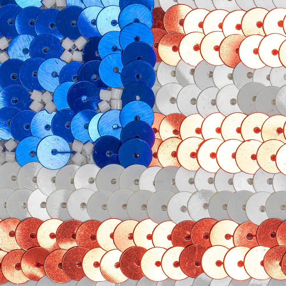 Vintage Small American Flag Beaded and Sequins Applique Detail Vintage Small American Flag Beaded and Sequins Applique Detail