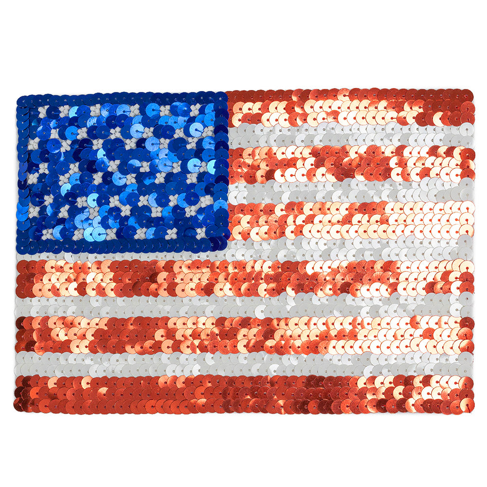 Vintage Large American Flag Beaded and Sequins Applique Vintage Large American Flag Beaded and Sequins Applique