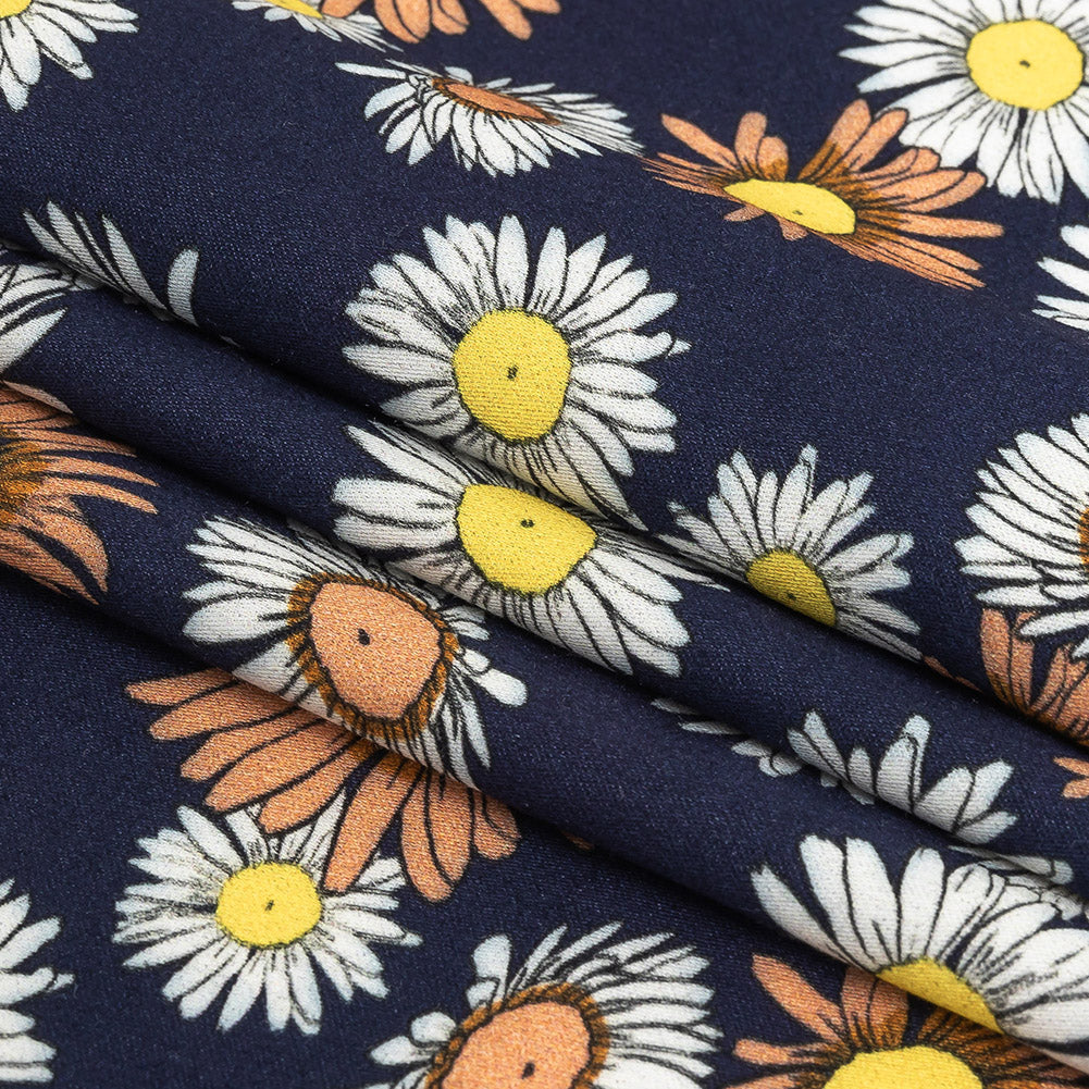 Rayon Batiste Print - Navy Floral - Mood Exclusive Navy Lazy Daisy Days Folded Rayon Batiste Print - Navy Floral - Mood Exclusive Navy Lazy Daisy Days Folded