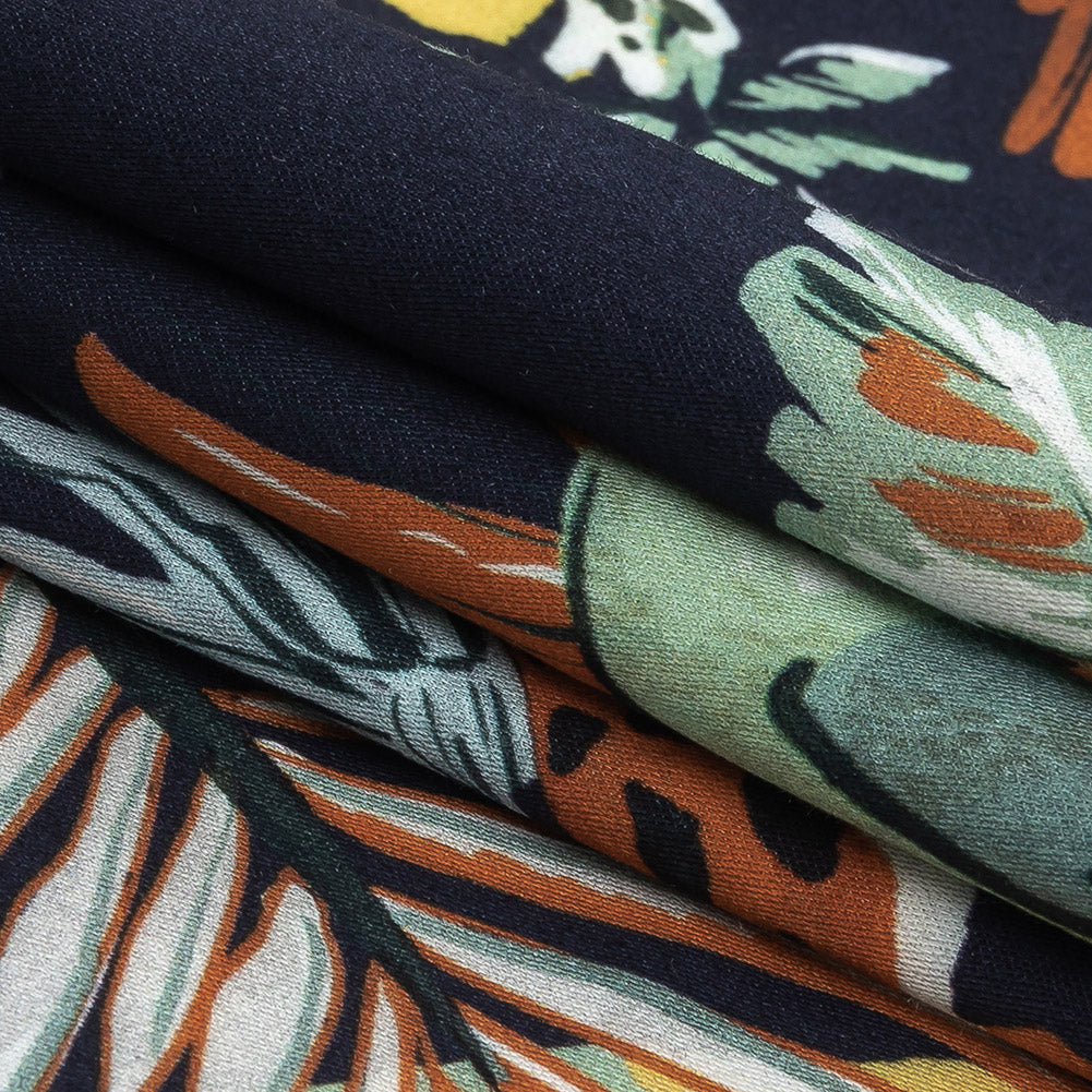 Rayon Batiste Print - Midnight, Green and White Zebras and Brids - Mood Exclusive Navy Birds of Play Folded Rayon Batiste Print - Midnight, Green and White Zebras and Brids - Mood Exclusive Navy Birds of Play Folded