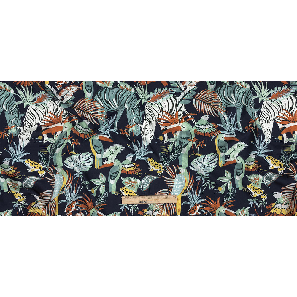 Rayon Batiste Print - Midnight, Green and White Zebras and Brids - Mood Exclusive Navy Birds of Play Full Rayon Batiste Print - Midnight, Green and White Zebras and Brids - Mood Exclusive Navy Birds of Play Full