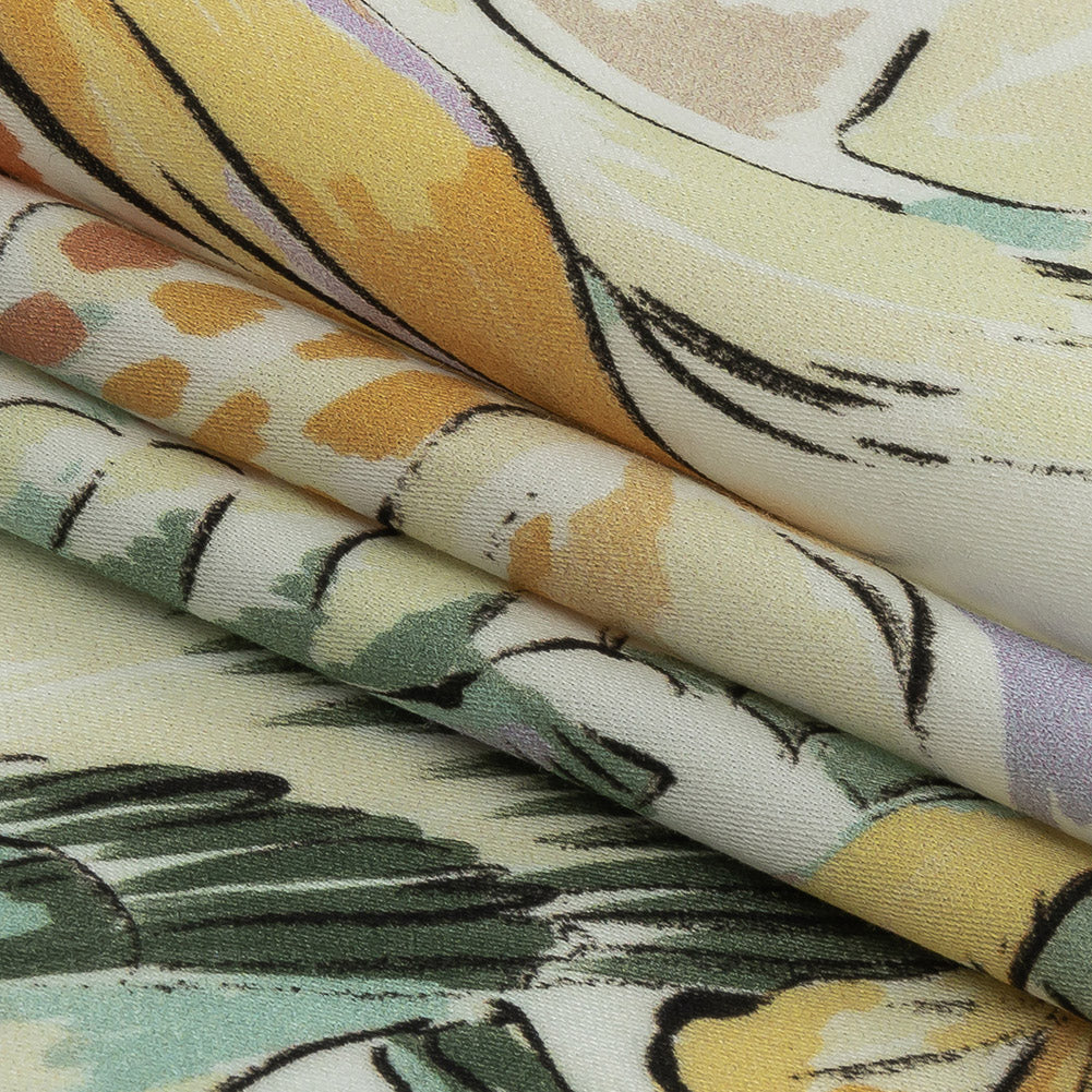 Rayon Batiste Print - White, Orange and Green Aquatic Animals - Mood Exclusive Under the Sea Folded Rayon Batiste Print - White, Orange and Green Aquatic Animals - Mood Exclusive Under the Sea Folded