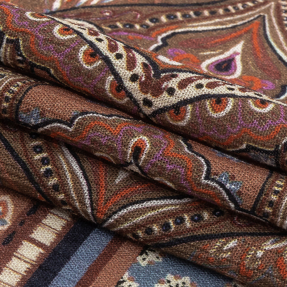 Gauzy Wrinkled Rayon Woven Print - Rust Paisley Patchwork - Mood Exclusive Divine Diamonds Detail Gauzy Wrinkled Rayon Woven Print - Rust Paisley Patchwork - Mood Exclusive Divine Diamonds Detail