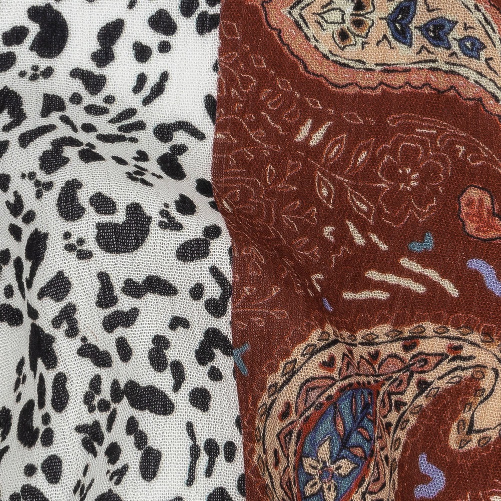 Gauzy Wrinkled Rayon Woven Print - Rust and Mauve Patterned Stripes - Mood Exclusive Strips of Style Full Gauzy Wrinkled Rayon Woven Print - Rust and Mauve Patterned Stripes - Mood Exclusive Strips of Style Full