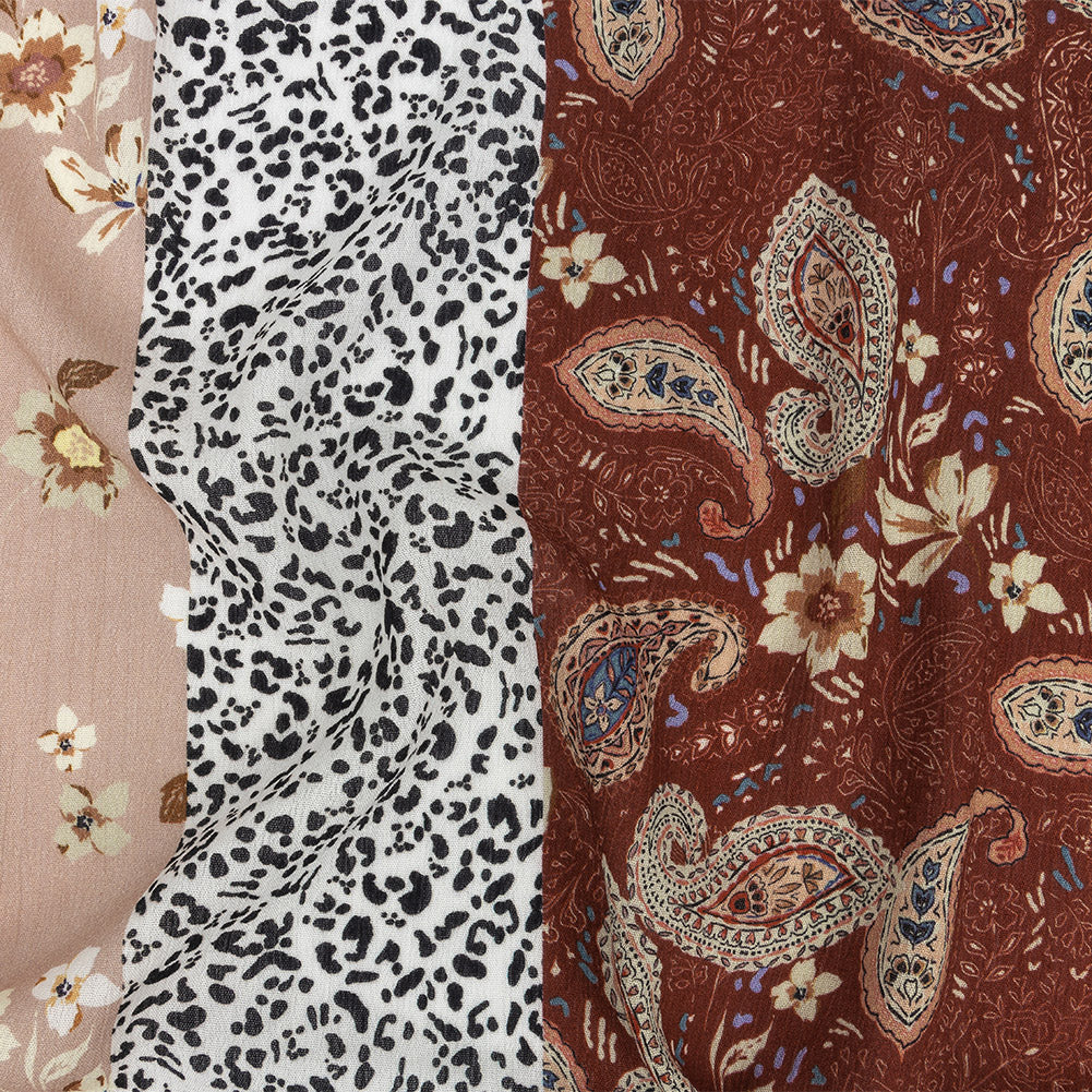 Gauzy Wrinkled Rayon Woven Print - Rust and Mauve Patterned Stripes - Mood Exclusive Strips of Style Gauzy Wrinkled Rayon Woven Print - Rust and Mauve Patterned Stripes - Mood Exclusive Strips of Style