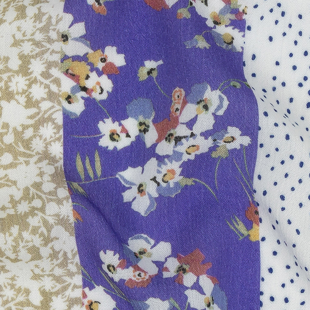 Gauzy Wrinkled Rayon Woven Print - Violet and Pea Green Floral Stripes - Mood Exclusive Perennial Paths Full Gauzy Wrinkled Rayon Woven Print - Violet and Pea Green Floral Stripes - Mood Exclusive Perennial Paths Full